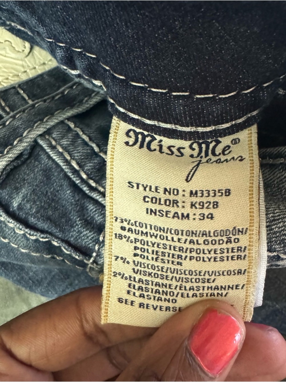 Miss Me Dark Wash Aztec Embroidered Chloe Boot Cut Jeans NWOT size 29 M3335B - Picture 10 of 14